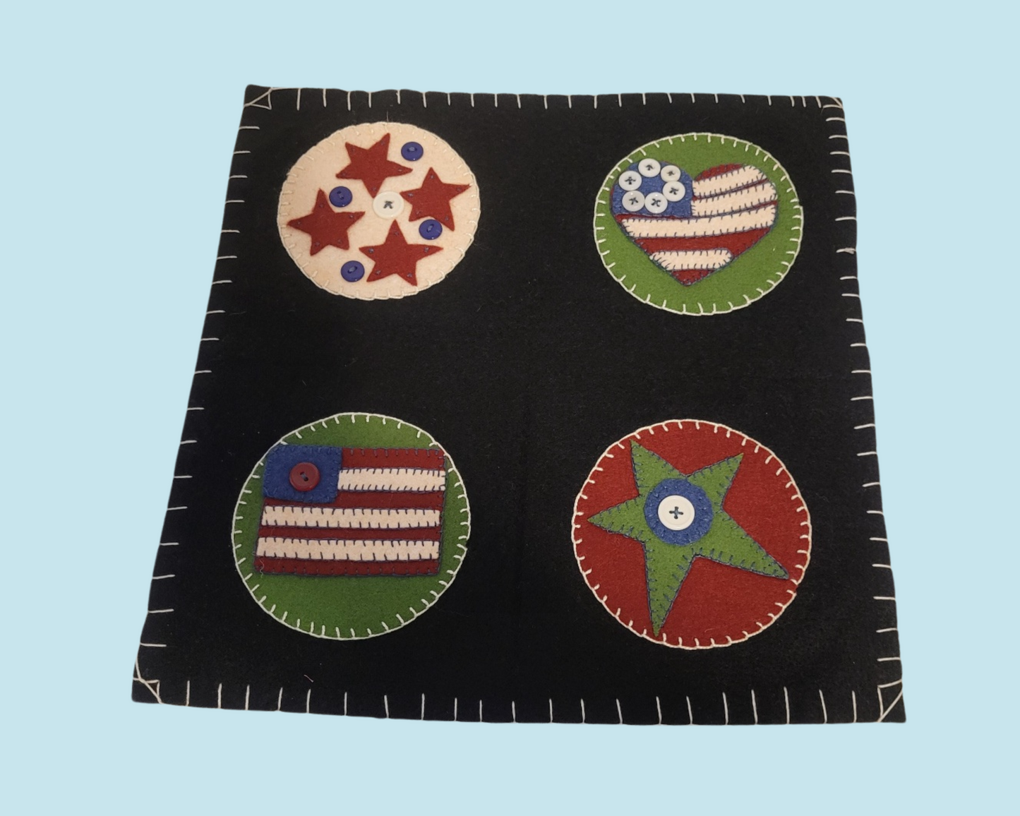 Placemat, Penny Rugs, Handmade & Hand Embroidered