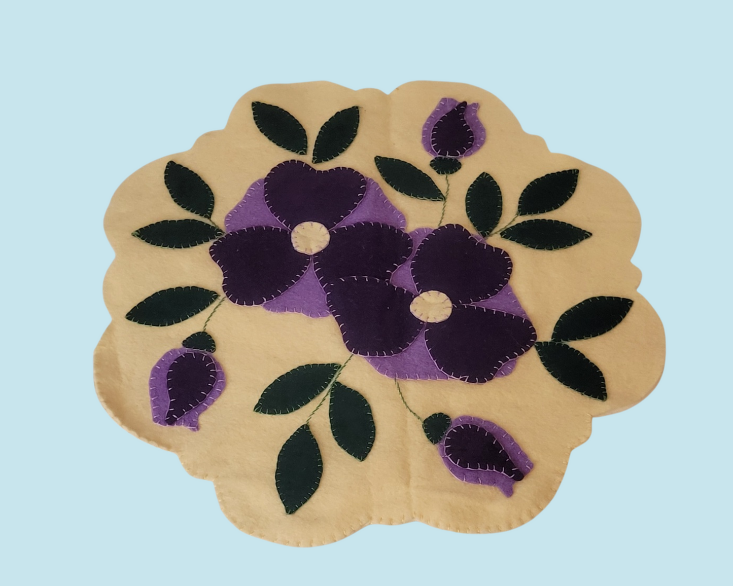 Placemat, Penny Rugs, Handmade & Hand Embroidered