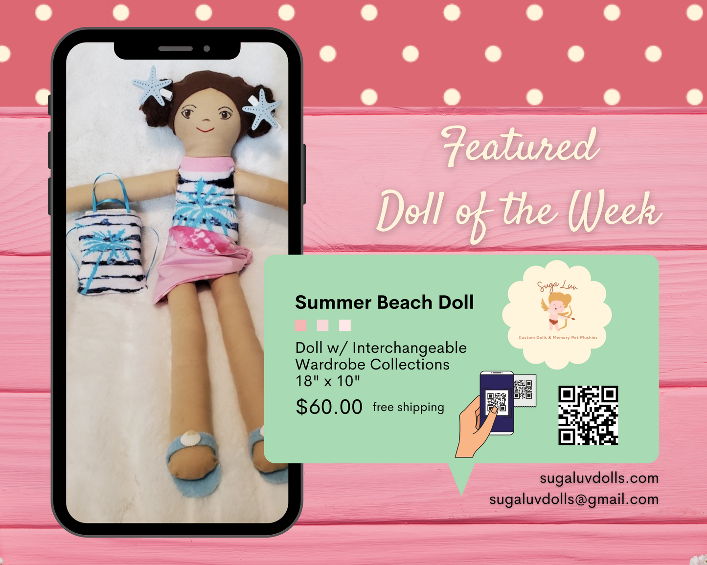 Handmade Doll and doll clothing, Summer