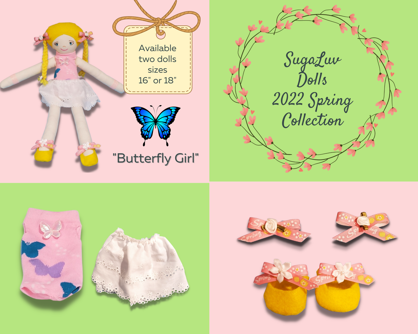 Doll, Handmade Doll and doll clothing, butterfly design "Butterfly"